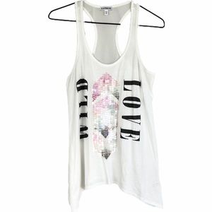 Express Tunic Tank Wild Love Sheer Back